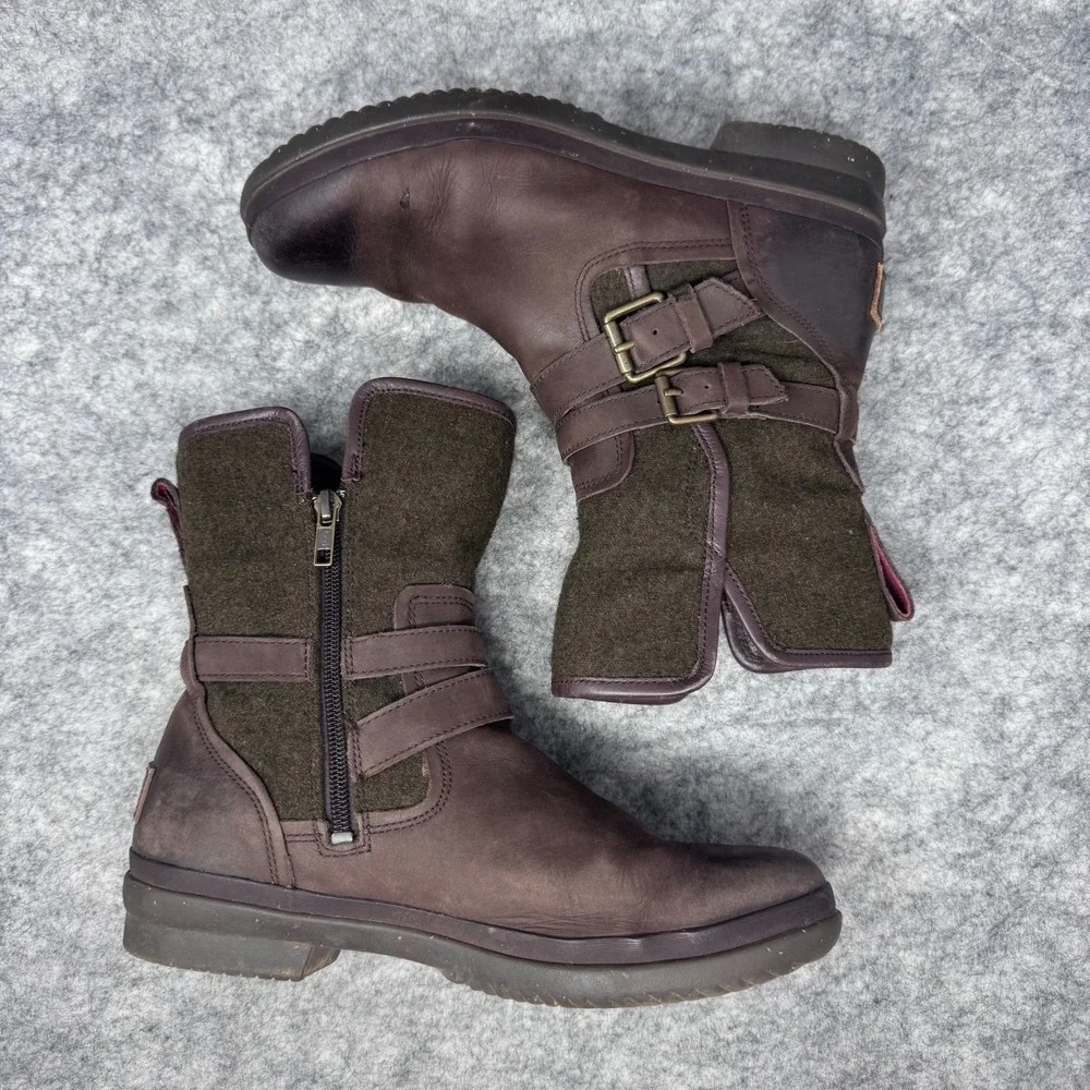 UGG Australia Simmens Leather Waterproof Boots Womens Sz 8 Brown Leather